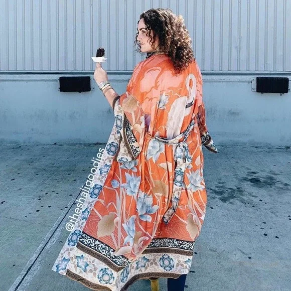 Spell Jackets Coats Spell Cherry Blossom Maxi Kimono Robe